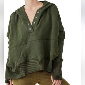 Free People Honey Dove Hoodie womens XS color Army
